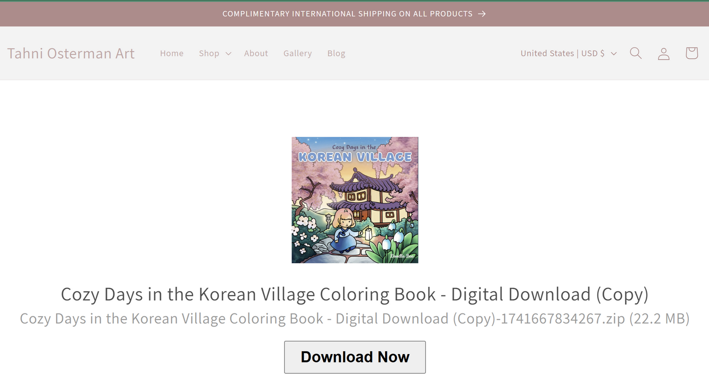 Cozy Days in the Korean Village Coloring Book - Digital Download