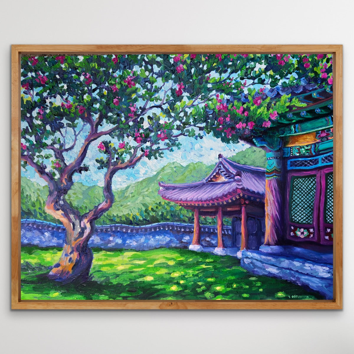 Temple Garden - Original Korean Landscape Oil Painting