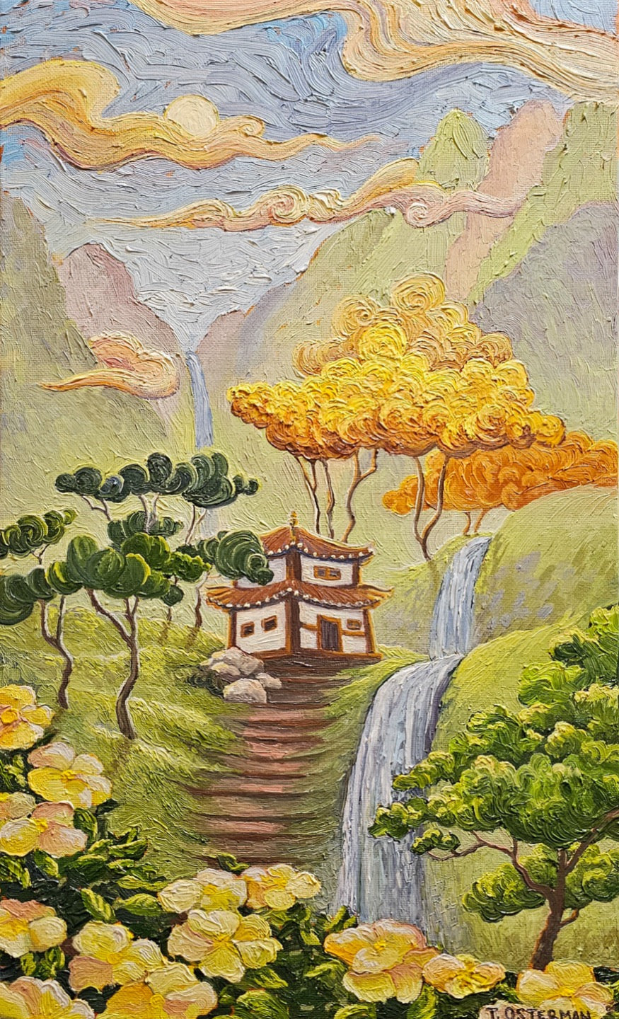 Hanok on the Hill - OIL PAINTING