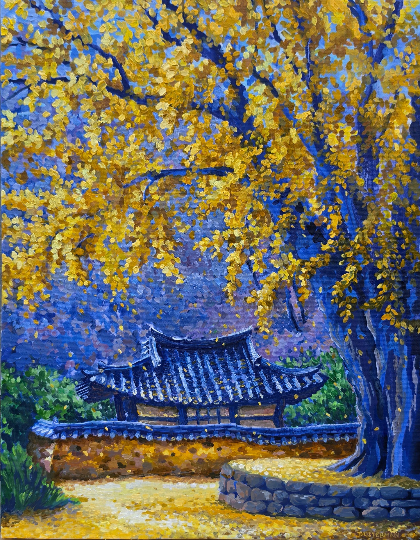 Ginkgo Hour - Original Korean Landscape Oil Painting