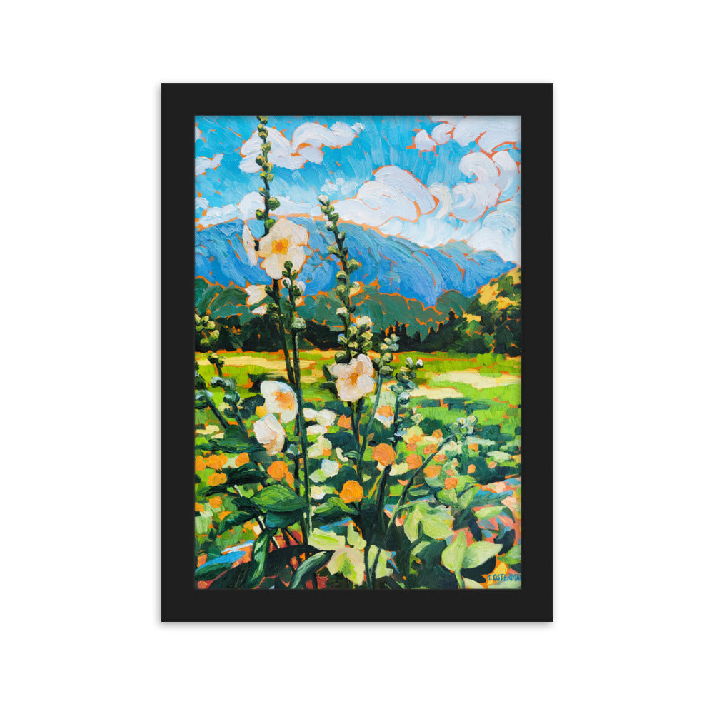 Wild Hollyhocks - Framed Matte Print