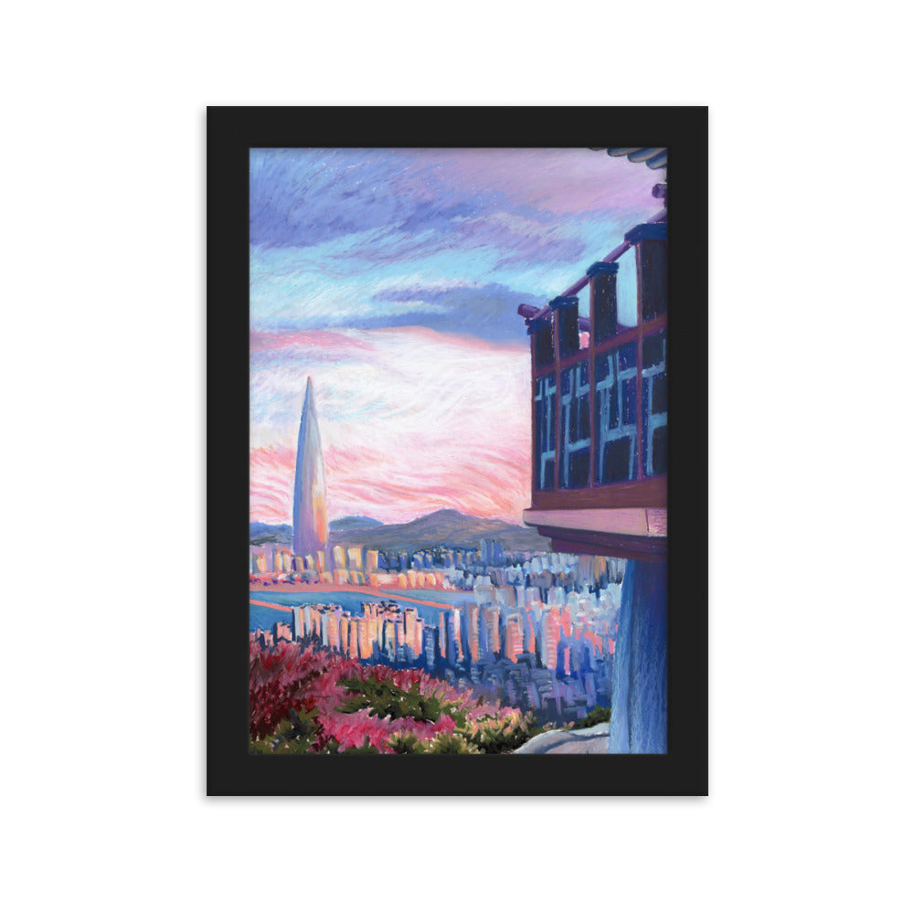 Morning Calm Lotte Tower - Framed Matte Print