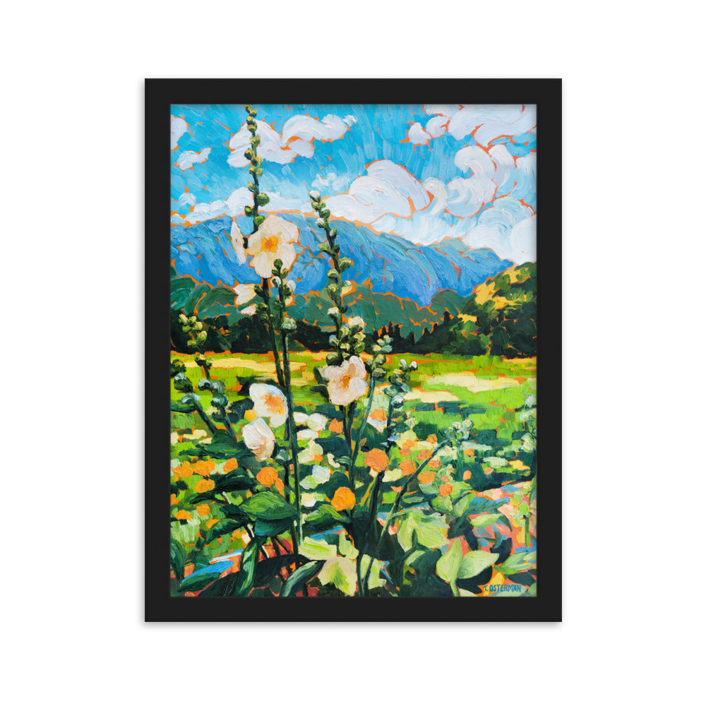 Wild Hollyhocks - Framed Matte Print