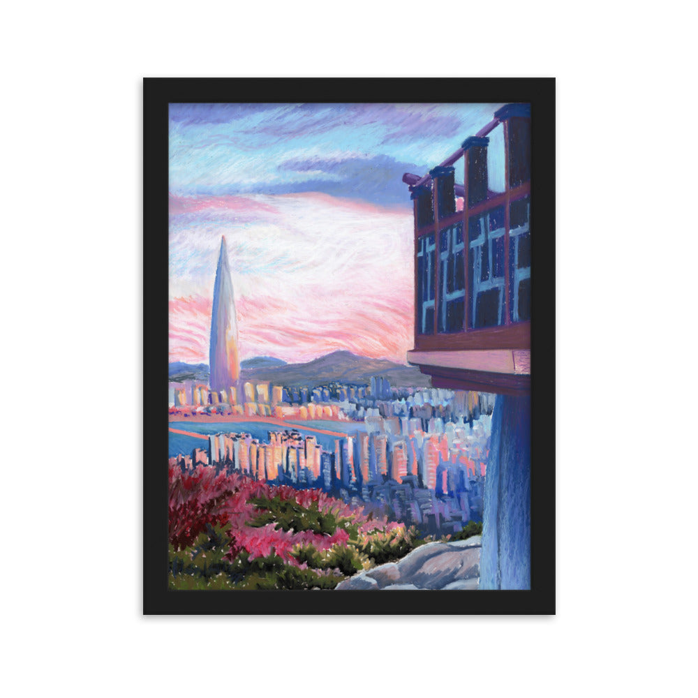 Morning Calm Lotte Tower - Framed Matte Print