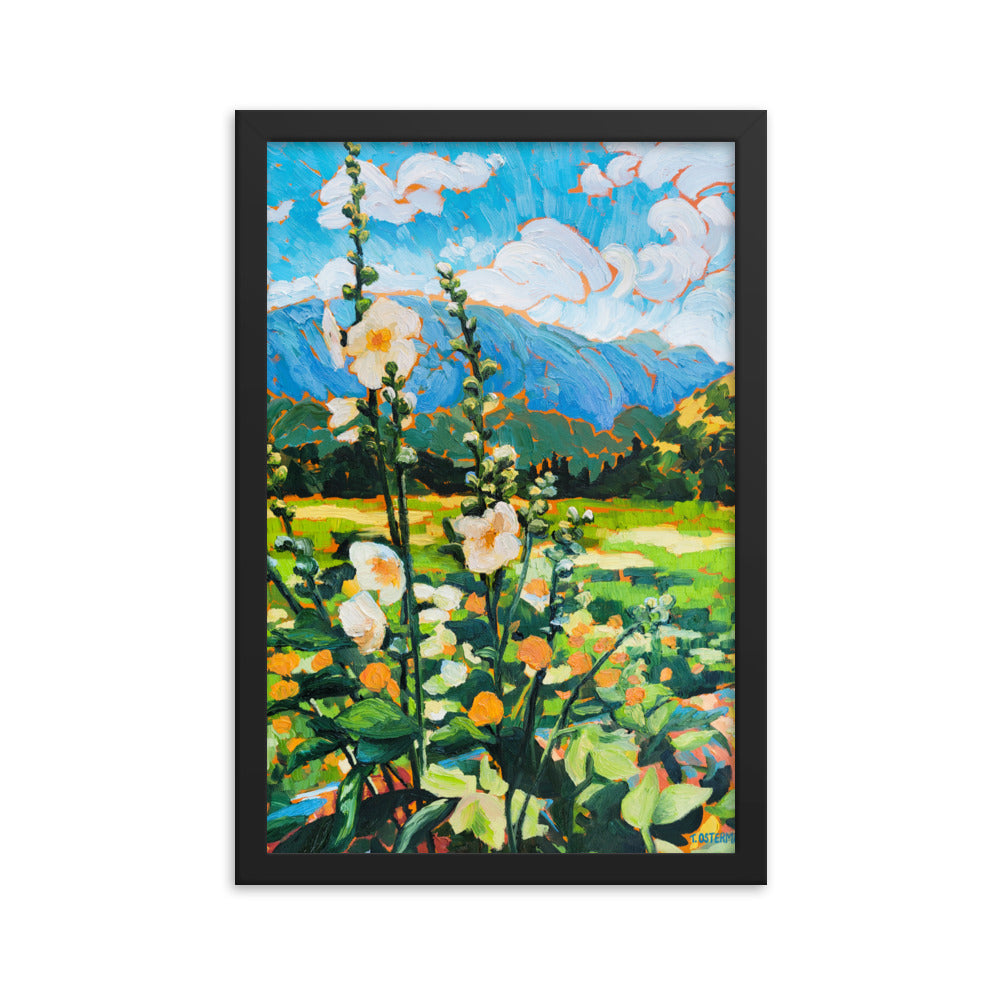 Wild Hollyhocks - Framed Matte Print