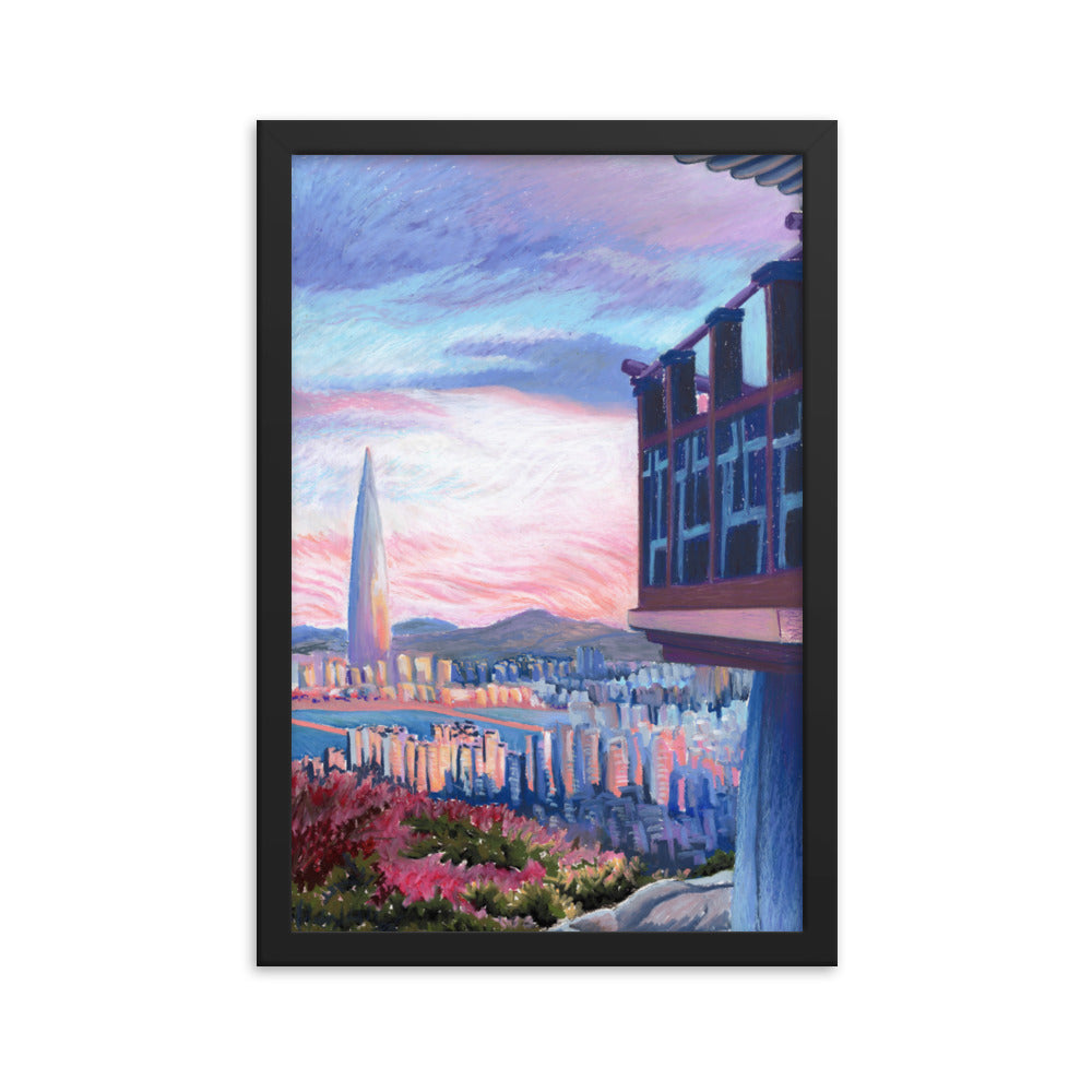 Morning Calm Lotte Tower - Framed Matte Print