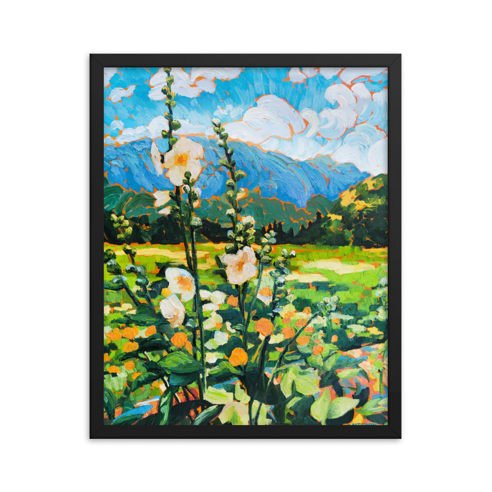 Wild Hollyhocks - Framed Matte Print