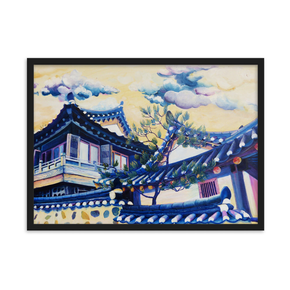 Blue Hanok - Framed Matte Print