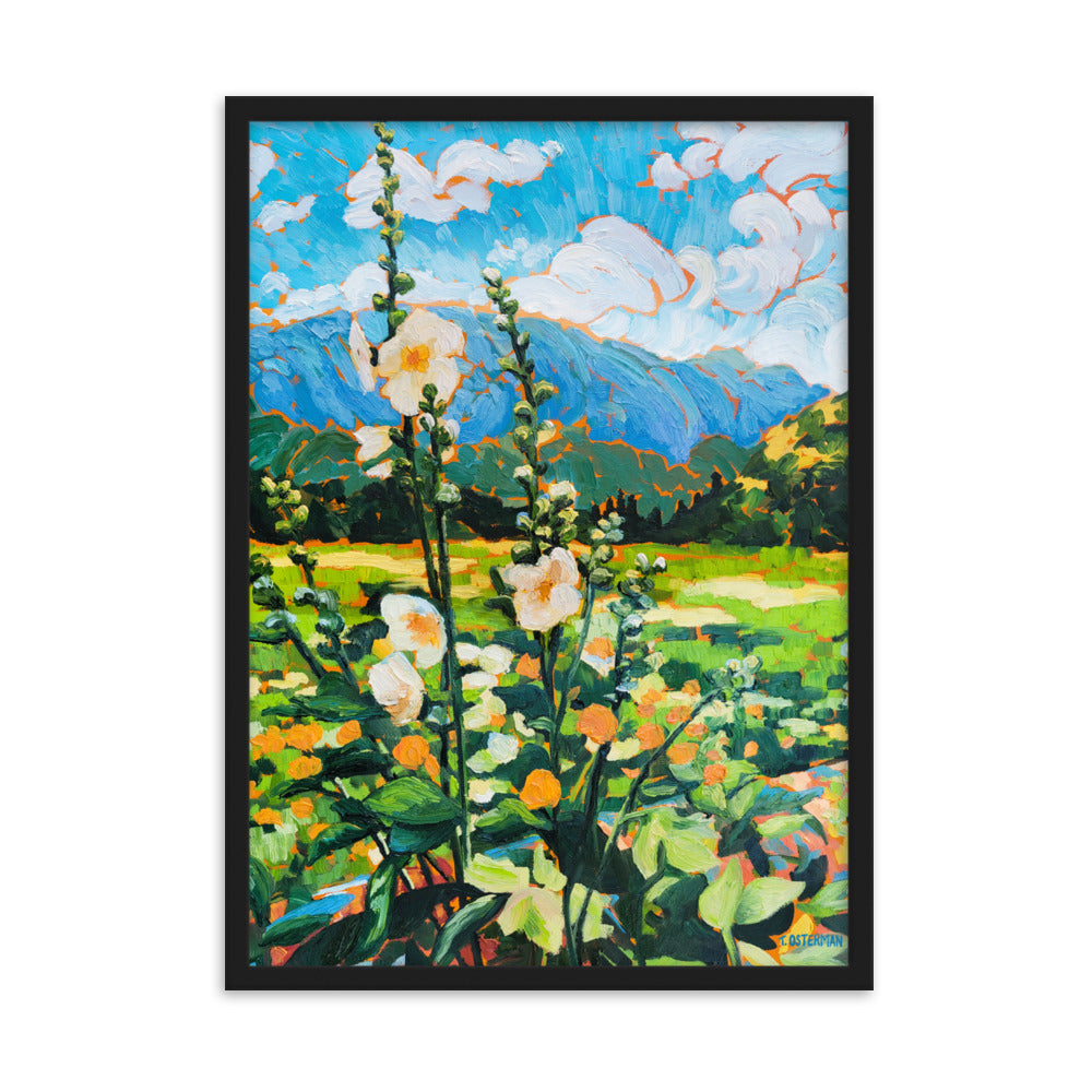 Wild Hollyhocks - Framed Matte Print