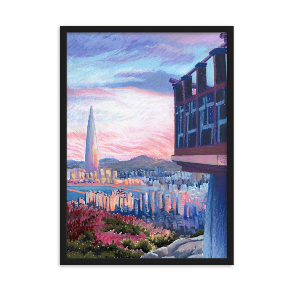 Morning Calm Lotte Tower - Framed Matte Print