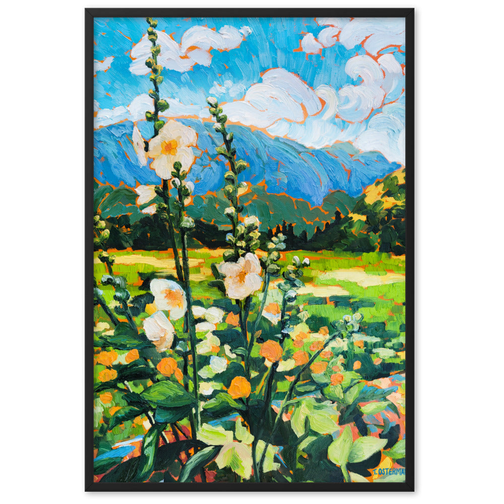 Wild Hollyhocks - Framed Matte Print