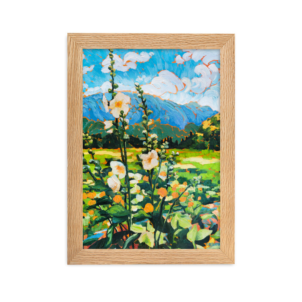 Wild Hollyhocks - Framed Matte Print