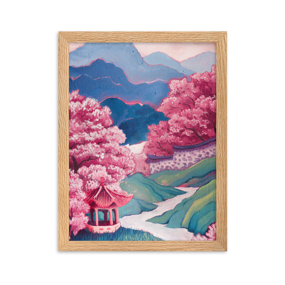 Cherry Blossom River - Framed Matte Print