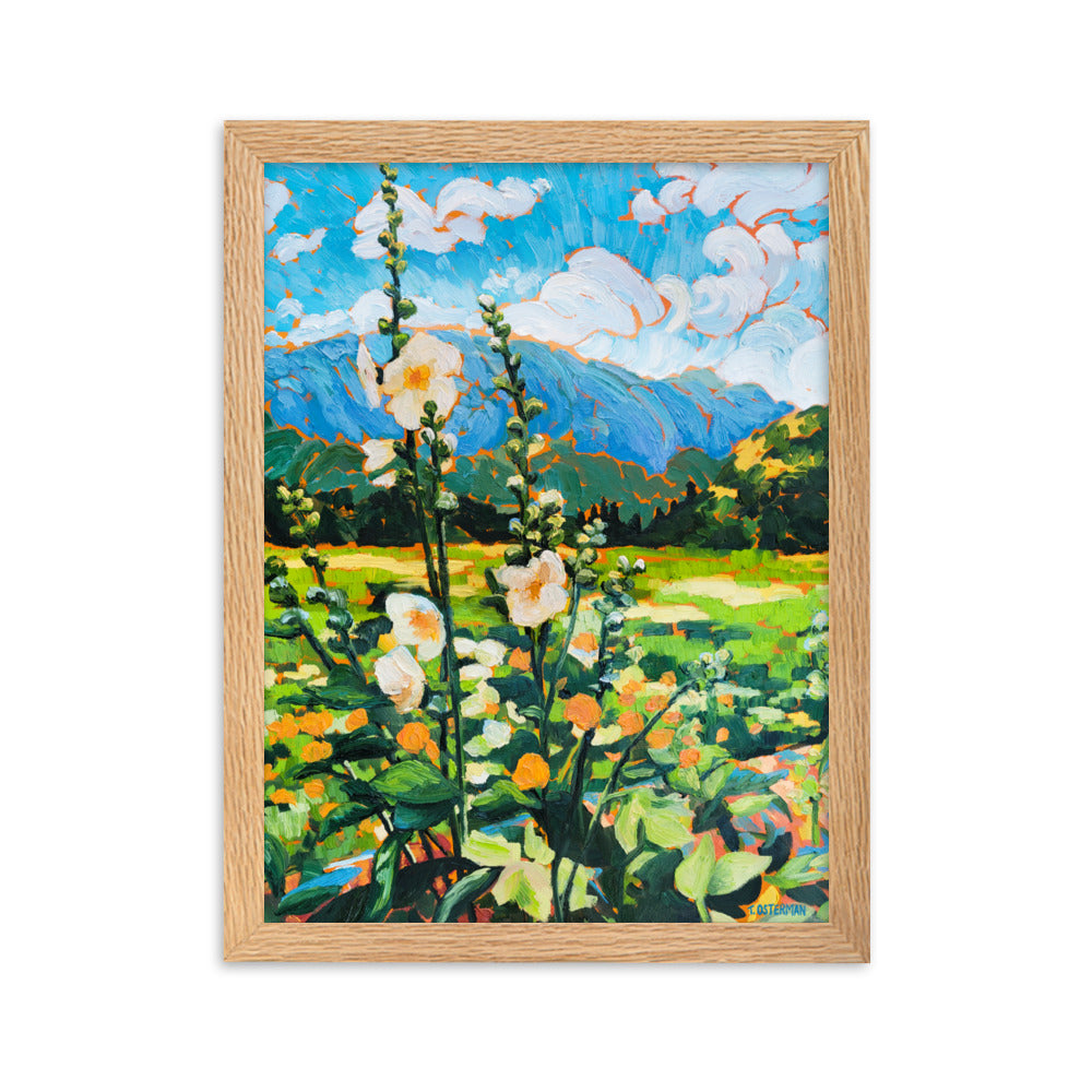 Wild Hollyhocks - Framed Matte Print