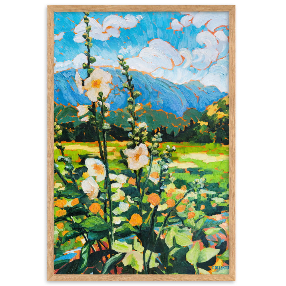 Wild Hollyhocks - Framed Matte Print