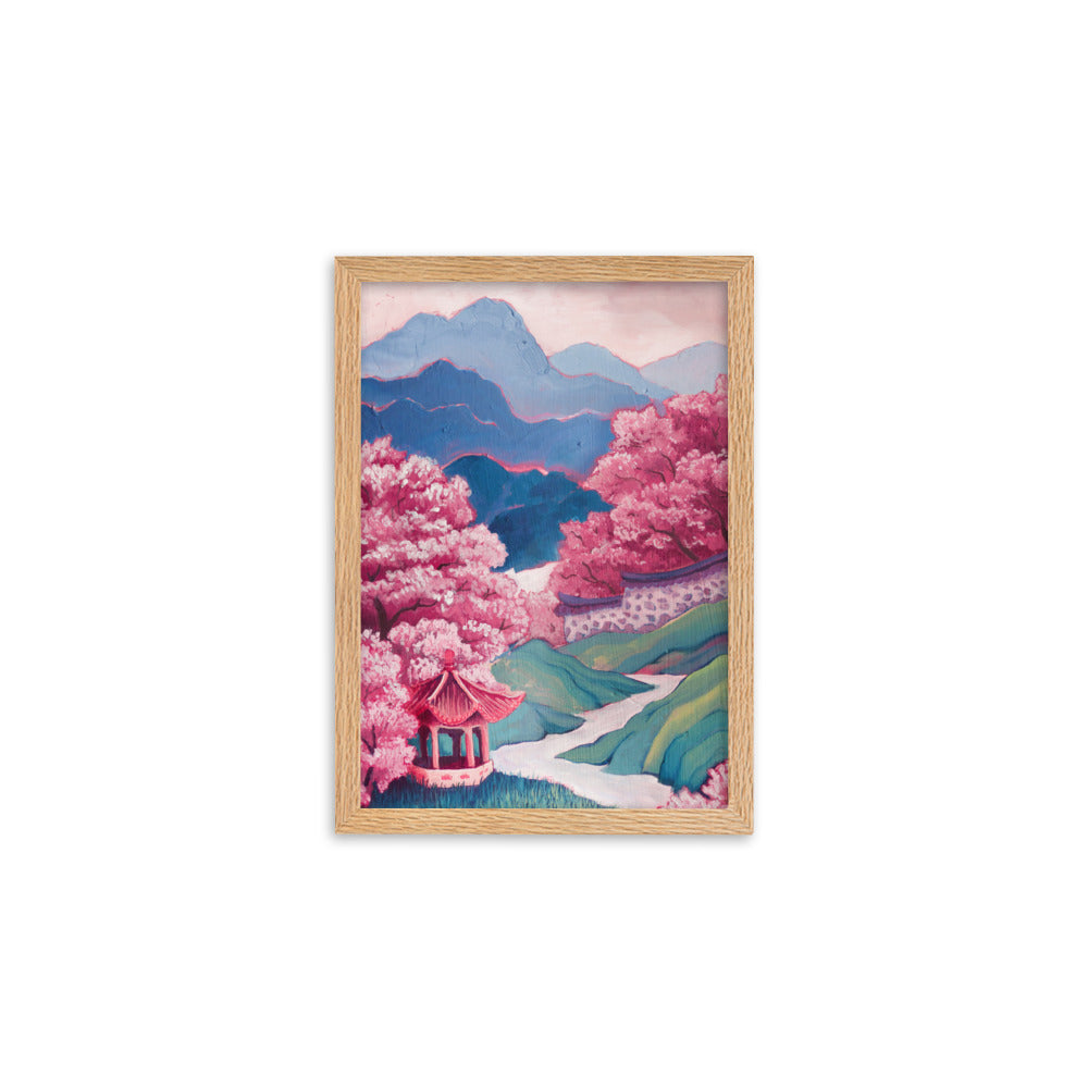 Cherry Blossom River - Framed Matte Print