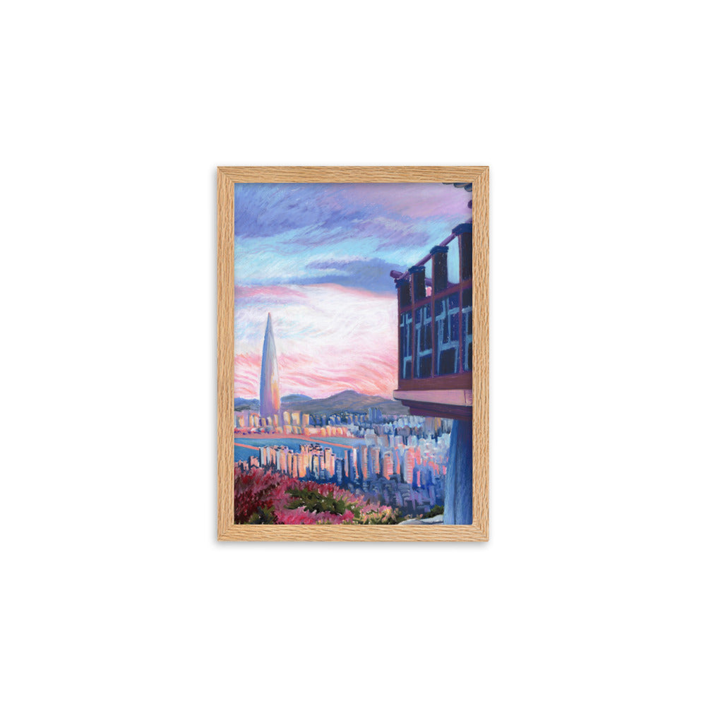 Morning Calm Lotte Tower - Framed Matte Print