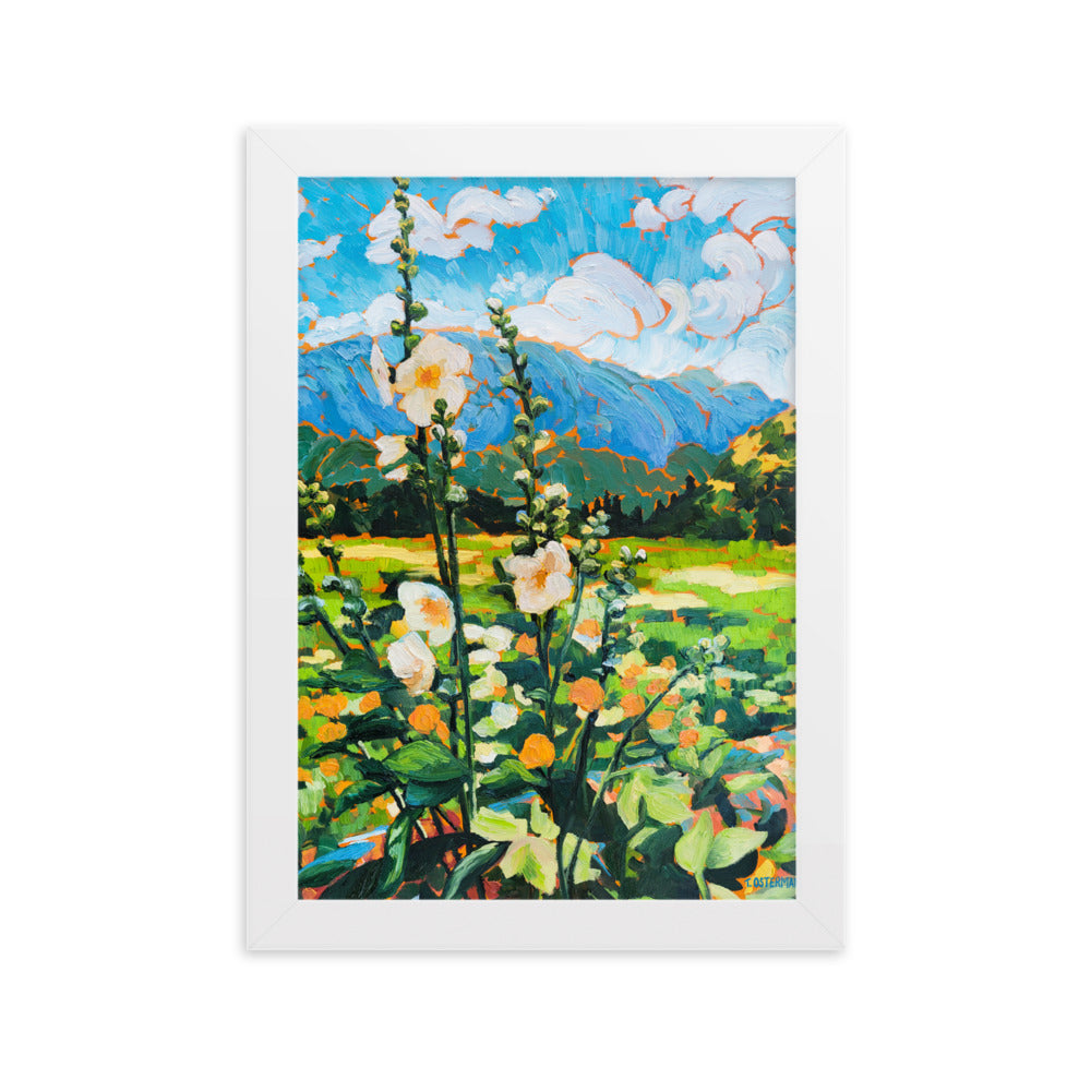 Wild Hollyhocks - Framed Matte Print