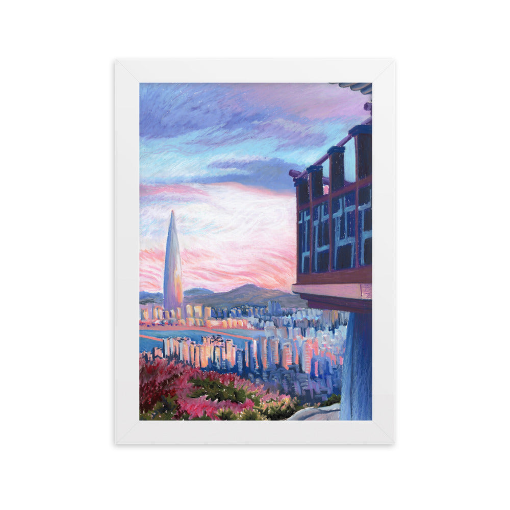 Morning Calm Lotte Tower - Framed Matte Print