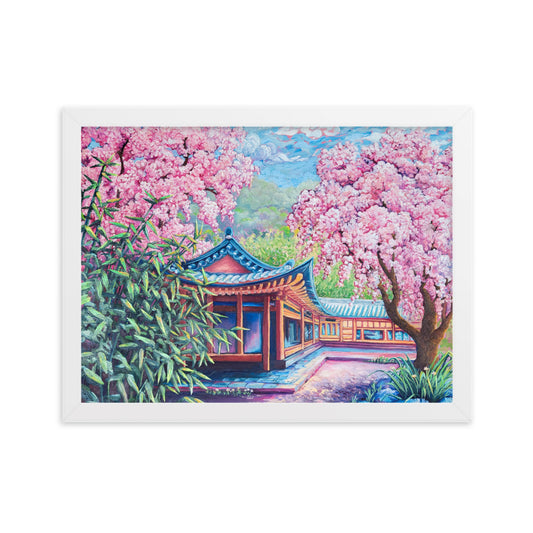 Cherry Blossom Cafe - Framed Matte Print