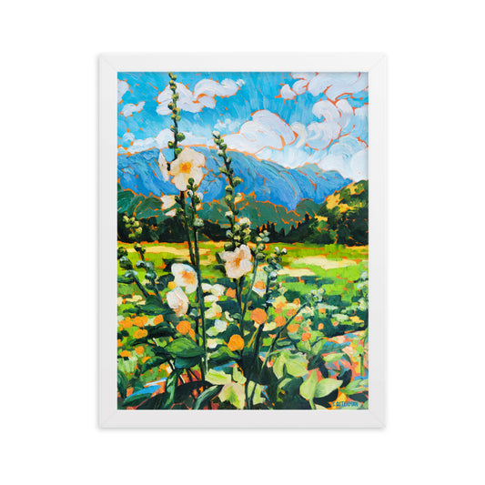 Wild Hollyhocks - Framed Matte Print