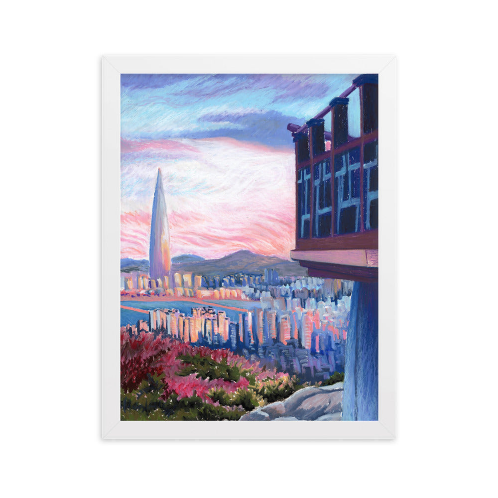 Morning Calm Lotte Tower - Framed Matte Print