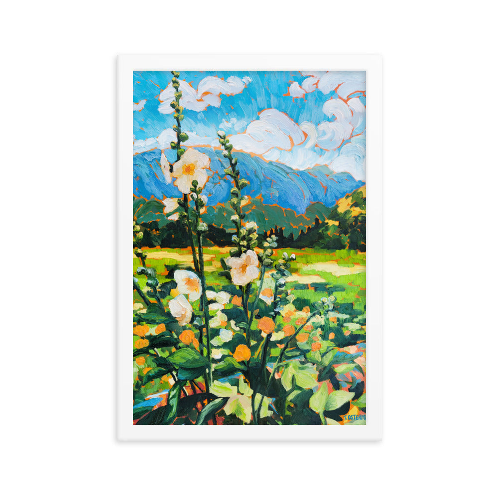 Wild Hollyhocks - Framed Matte Print