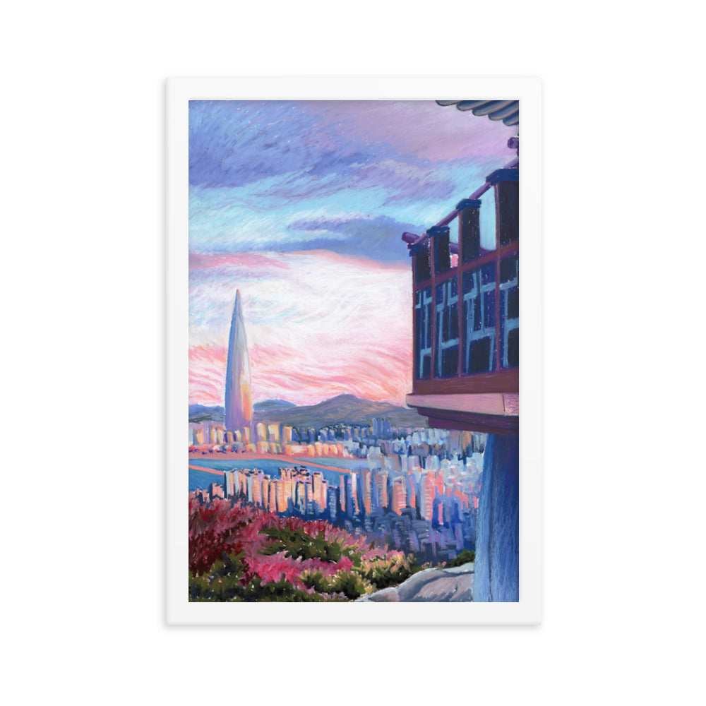 Morning Calm Lotte Tower - Framed Matte Print