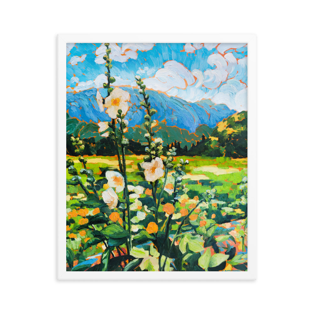 Wild Hollyhocks - Framed Matte Print