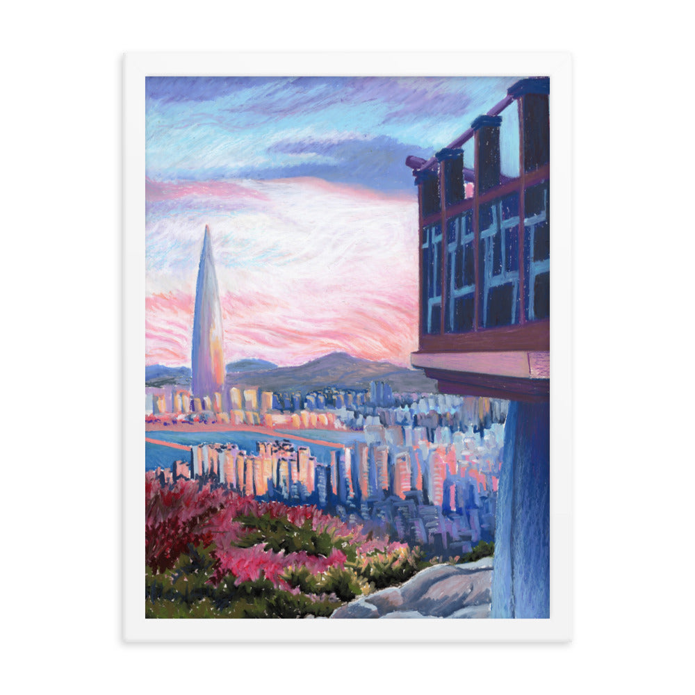 Morning Calm Lotte Tower - Framed Matte Print