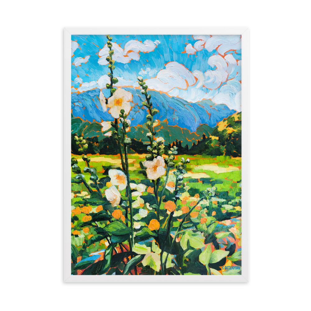 Wild Hollyhocks - Framed Matte Print