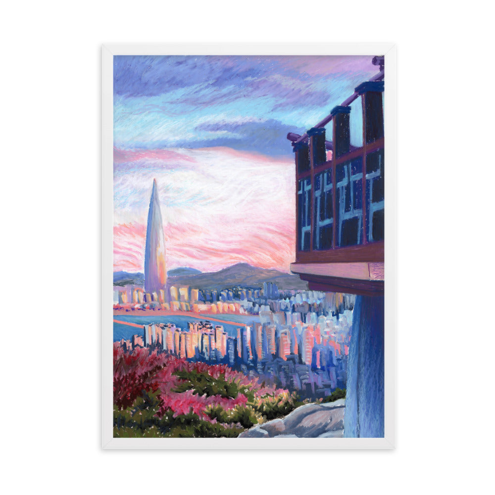 Morning Calm Lotte Tower - Framed Matte Print