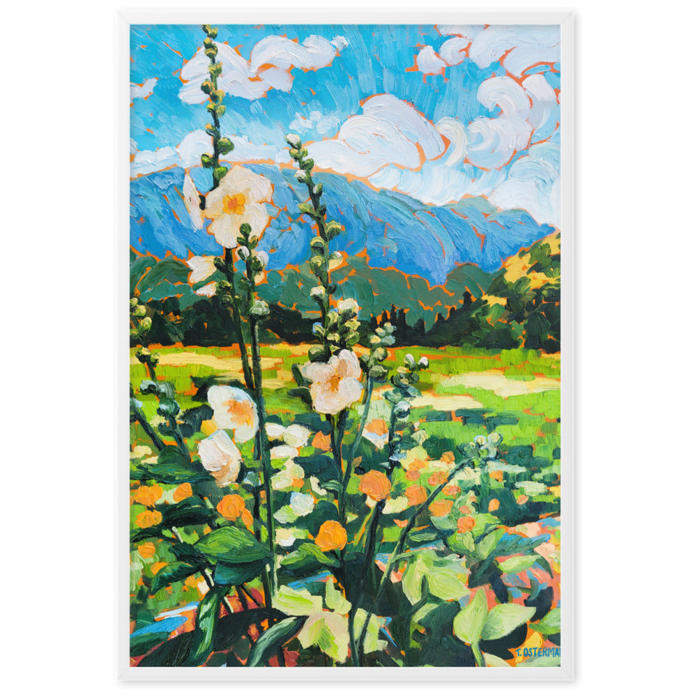 Wild Hollyhocks - Framed Matte Print