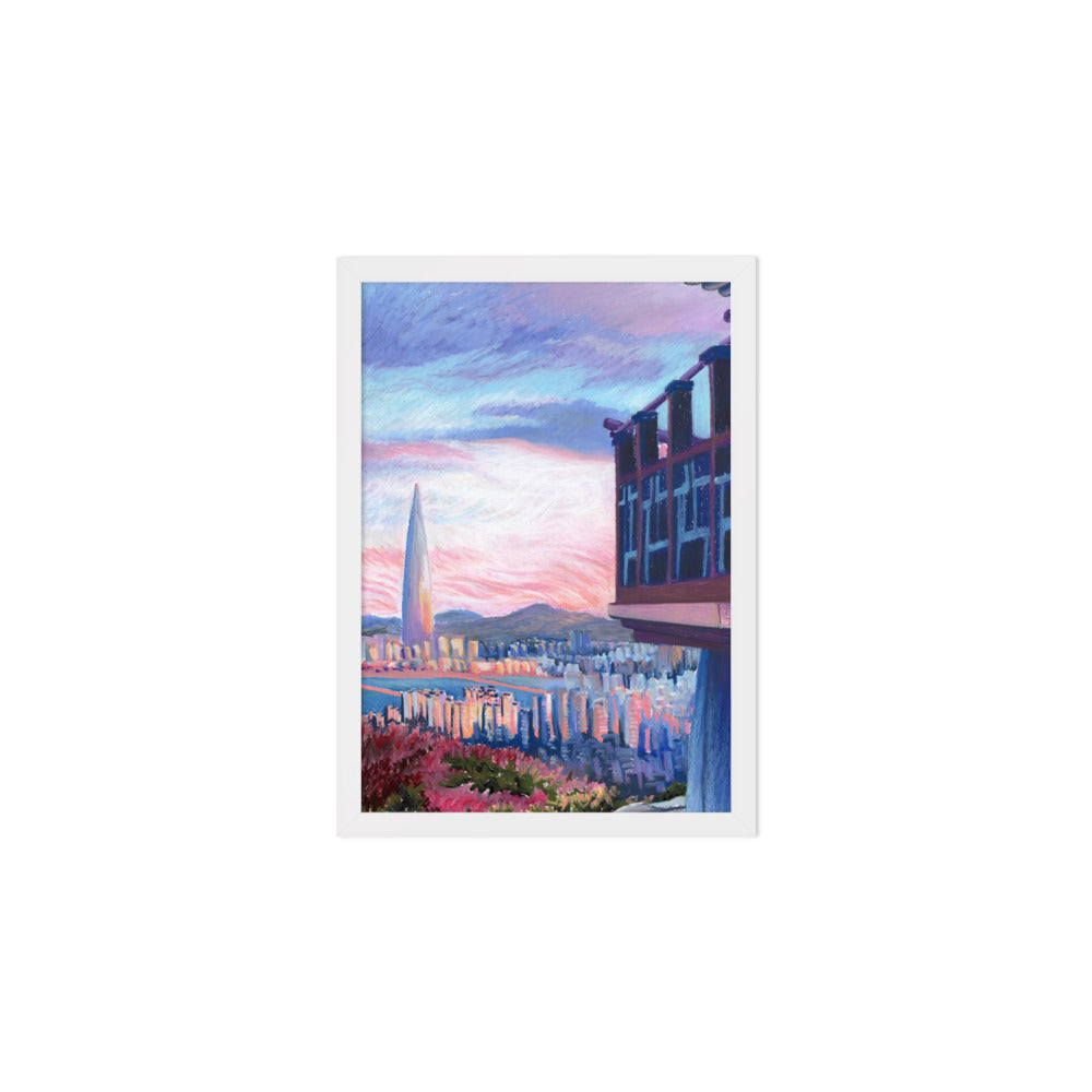 Morning Calm Lotte Tower - Framed Matte Print